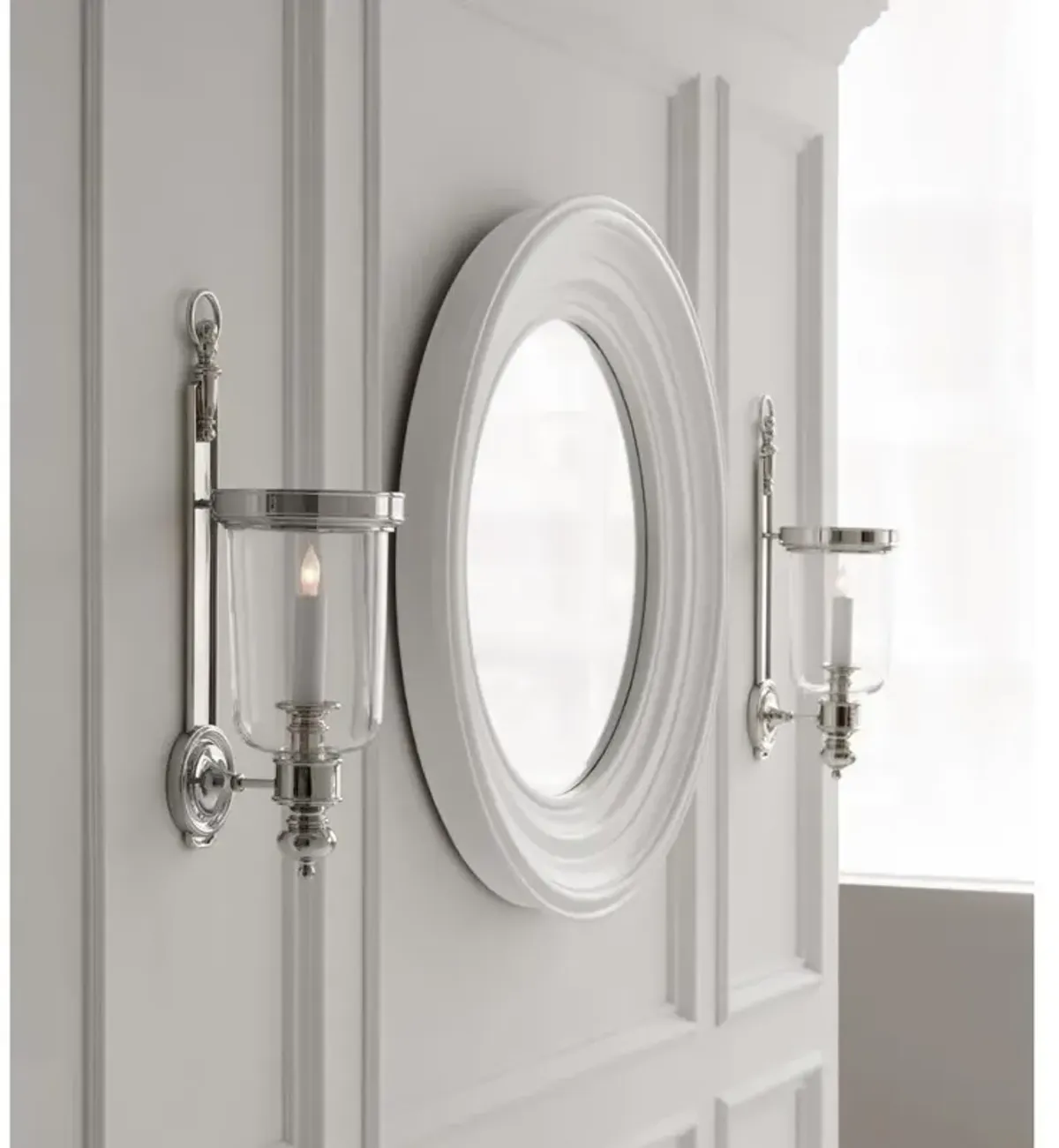 Visual Comfort Georgian French Antique Nickel Hurricane Wall Sconce