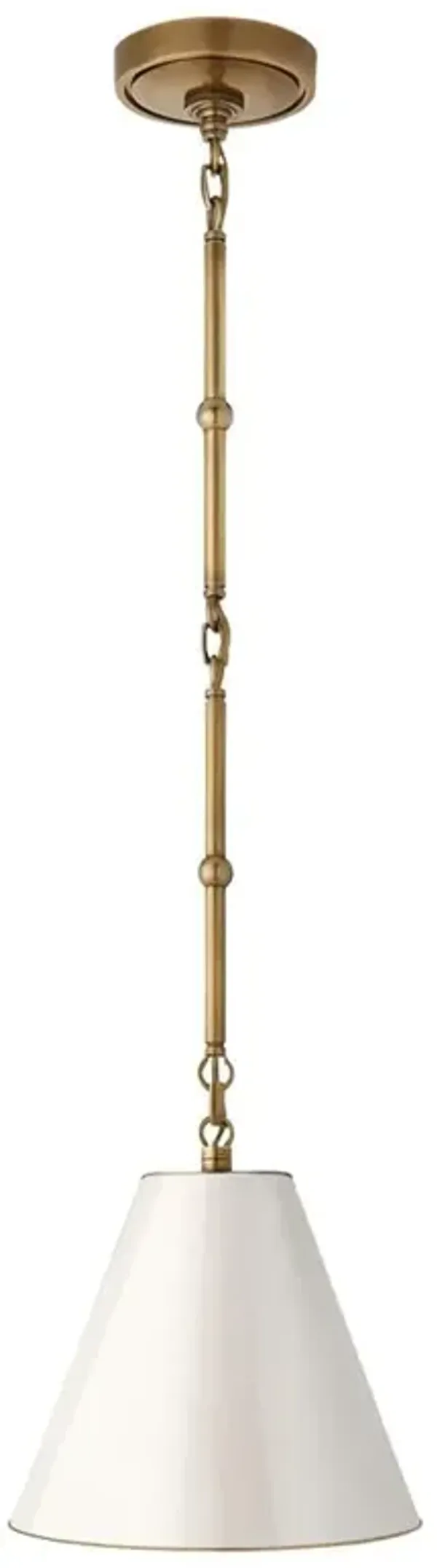 Visual Comfort Goodman Antique Brass White Shade Hanging Shade - Petite