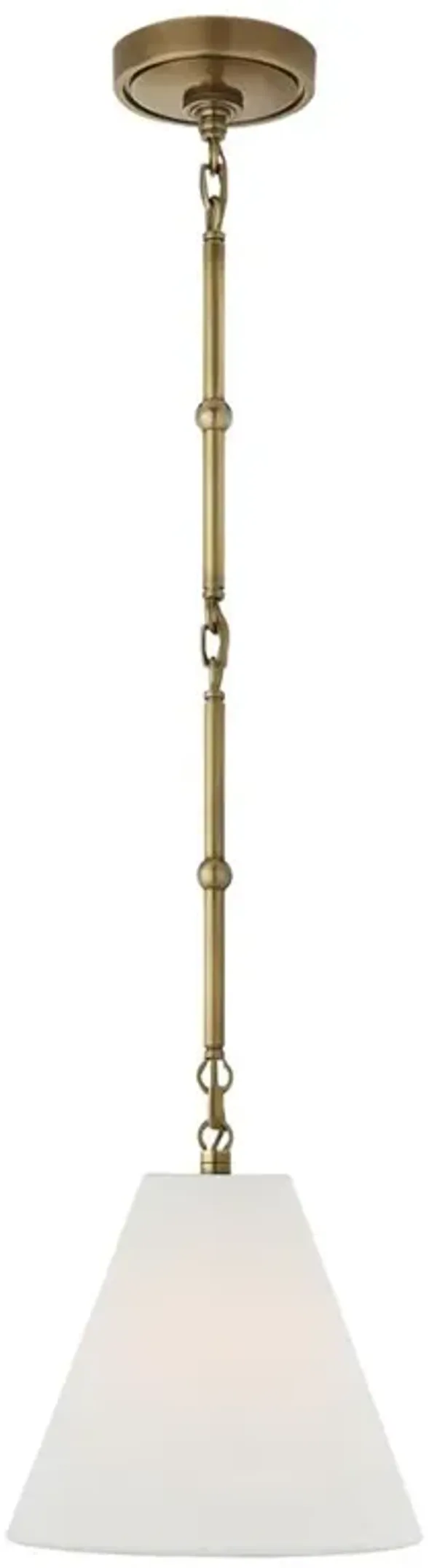 Visual Comfort Goodman Antique Brass Framed Linen Shade Hanging Shade - Petite