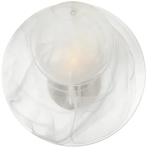 Visual Comfort Loire Mid Century Polished Nickel Metal White Glass Wall Sconce