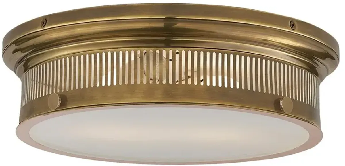 Visual Comfort Alderly Antique Brass White Glass Flush Mount - Large