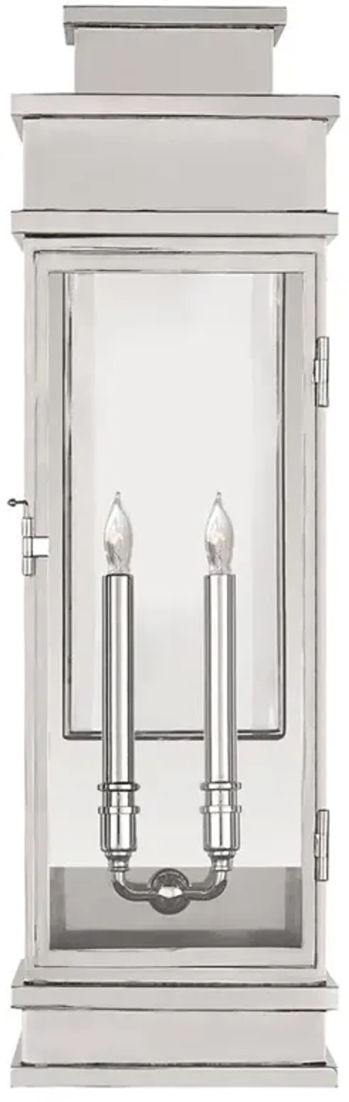Visual Comfort Linear Polished Nickel Metal Lantern Outdoor Sconce - Large