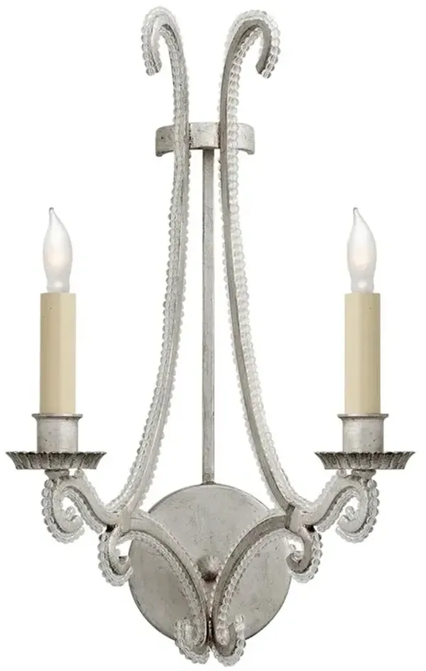 Visual Comfort Oslo French Burnished Silver Leaf Glass Candle Wall Light Sconce