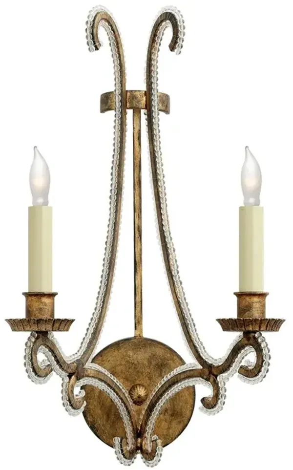 Visual Comfort Oslo French Country Gilded Iron Glass Candle Wall Light Sconce