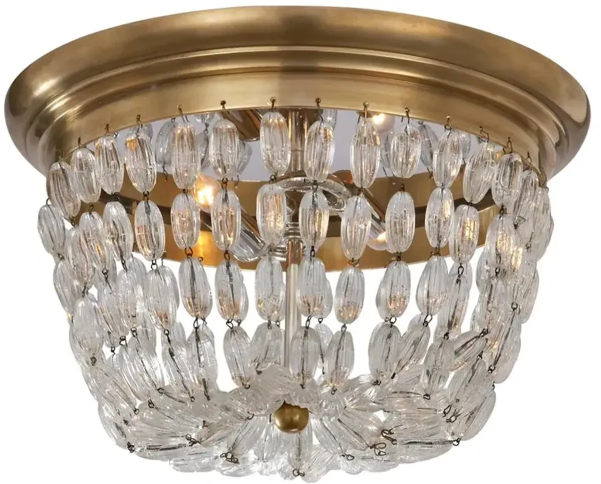 Visual Comfort Paris Flea Market Antique Brass Seeded Glass Flush Mount - Medium