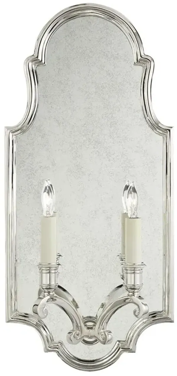 Visual Comfort Sussex French Polished Nickel Metal Mirror Double Sconce - Medium