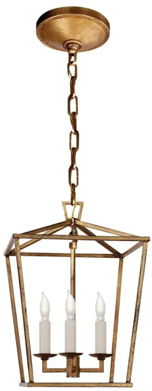 Visual Comfort Darlana Modern Classic Gilded Iron Lantern Pendant - Mini