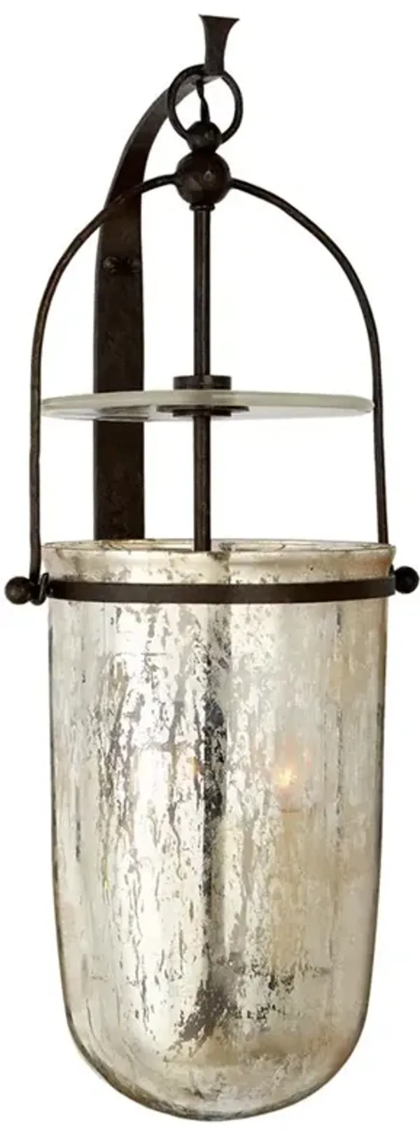 Visual Comfort Lorford French Country Aged Iron Mercury Glass Armed Sconce