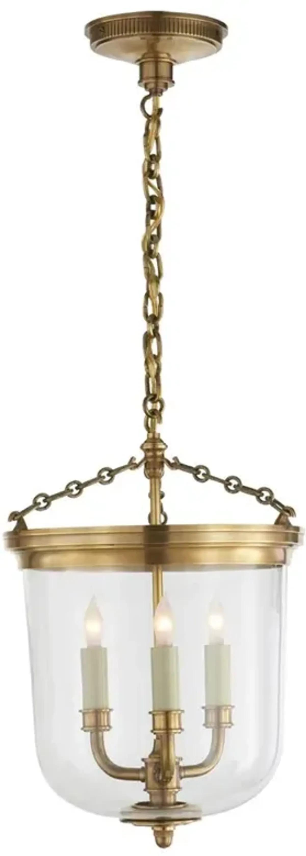 Visual Comfort Merchant French Country Antique Brass Glass Lantern Pendant