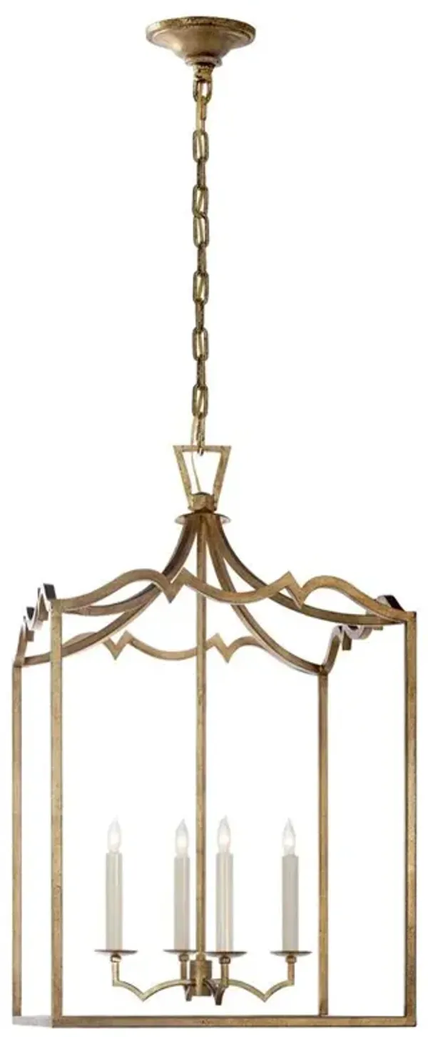 Visual Comfort Darlana Modern Classic Gilded Iron Fancy Lantern Pendant - Medium