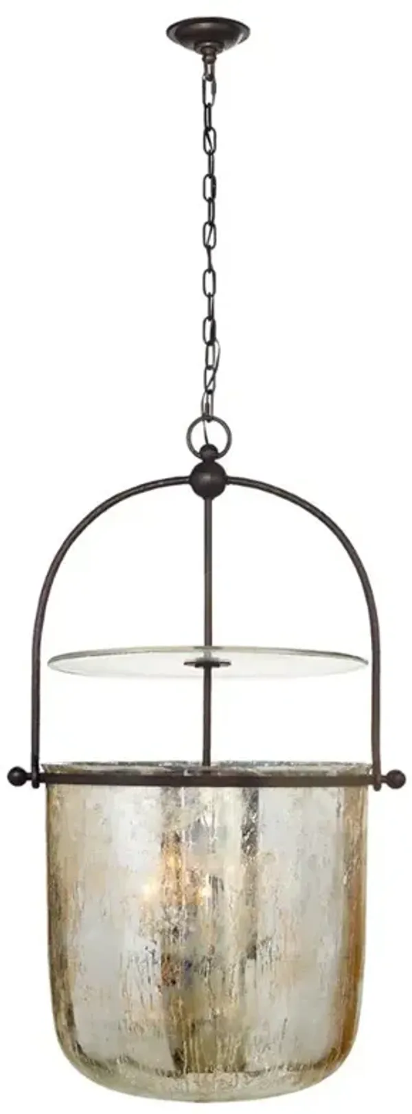 Visual Comfort Lorford French Aged Iron Mercury Glass Bell Pendant - Large