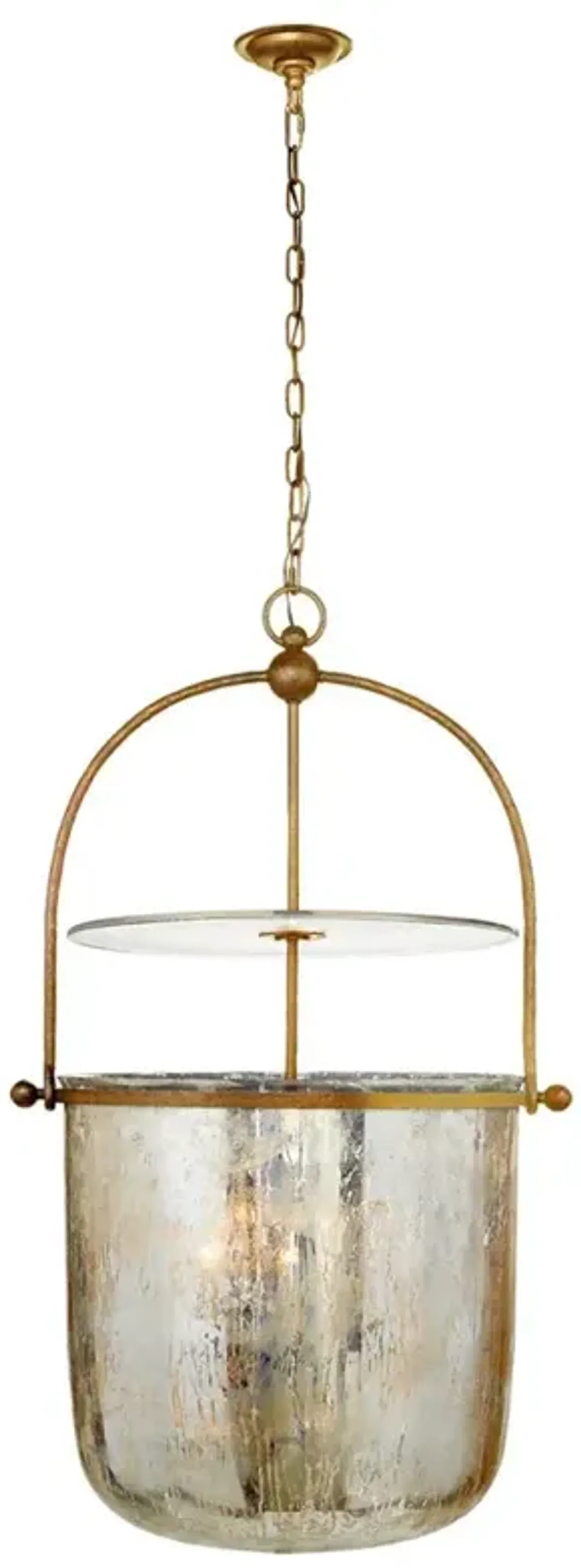 Visual Comfort Lorford French Gilded Iron Mercury Glass Bell Pendant - Large