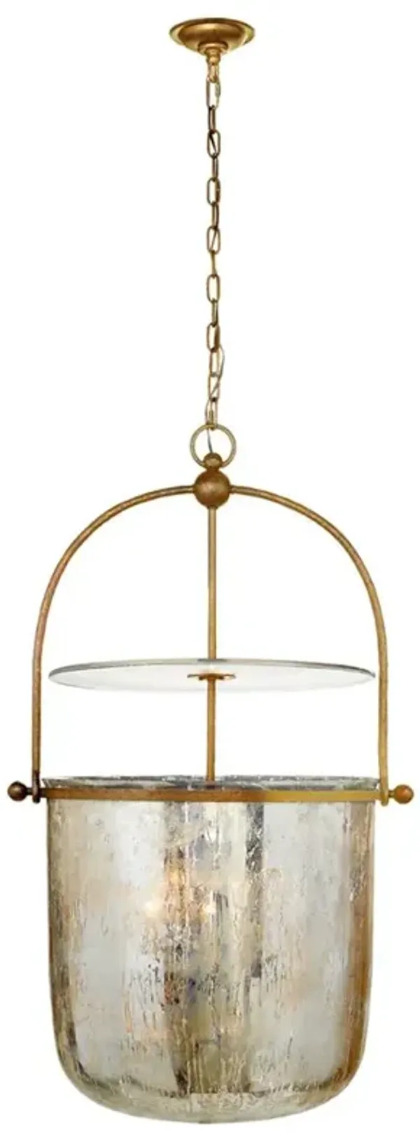 Visual Comfort Lorford French Gilded Iron Mercury Glass Bell Pendant - Large