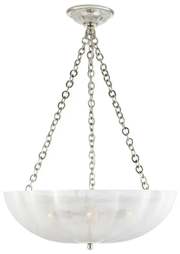 Visual Comfort Rosehill Mid Century Polished Nickel Metal White Glass Chandelier