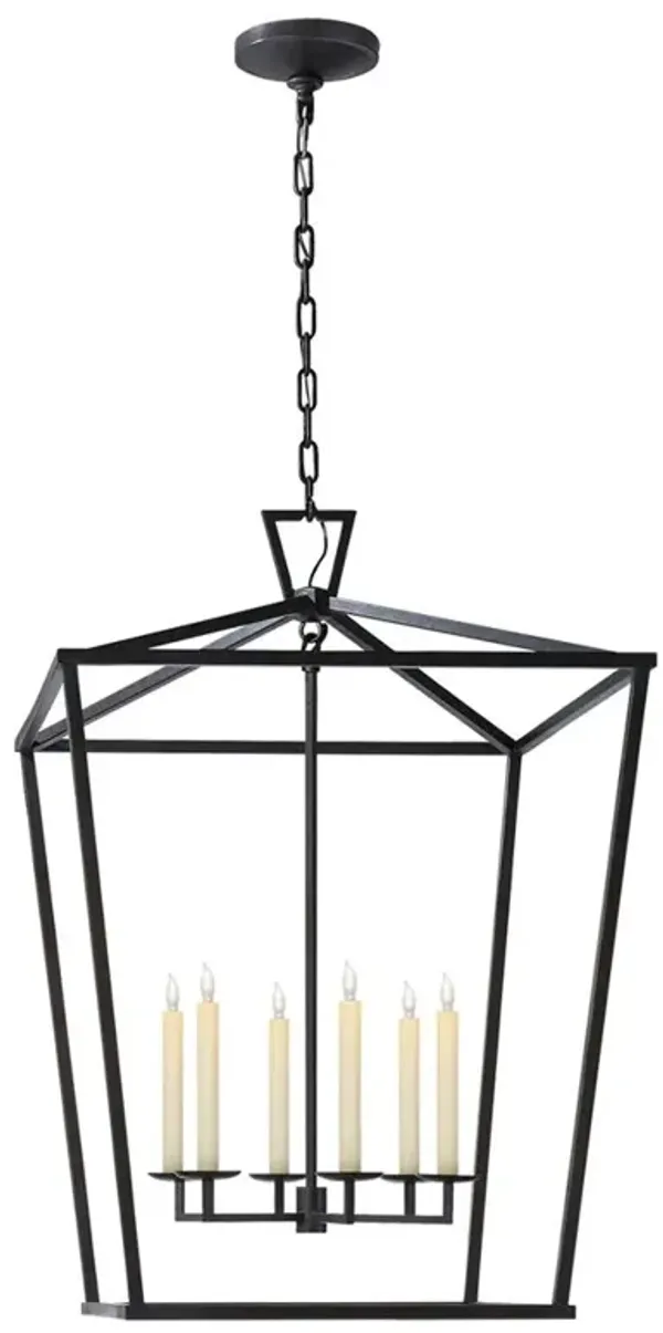 Visual Comfort Darlana Modern Aged Iron Lantern Pendant - Extra Large