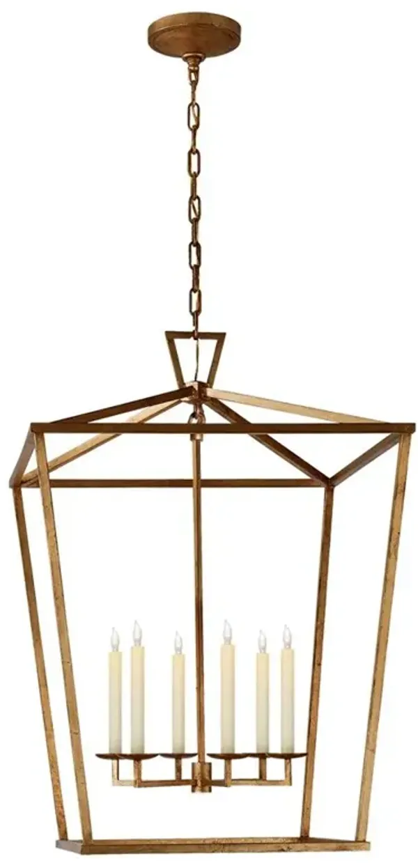 Visual Comfort Darlana Modern Gilded Iron Lantern Pendant - Extra Large