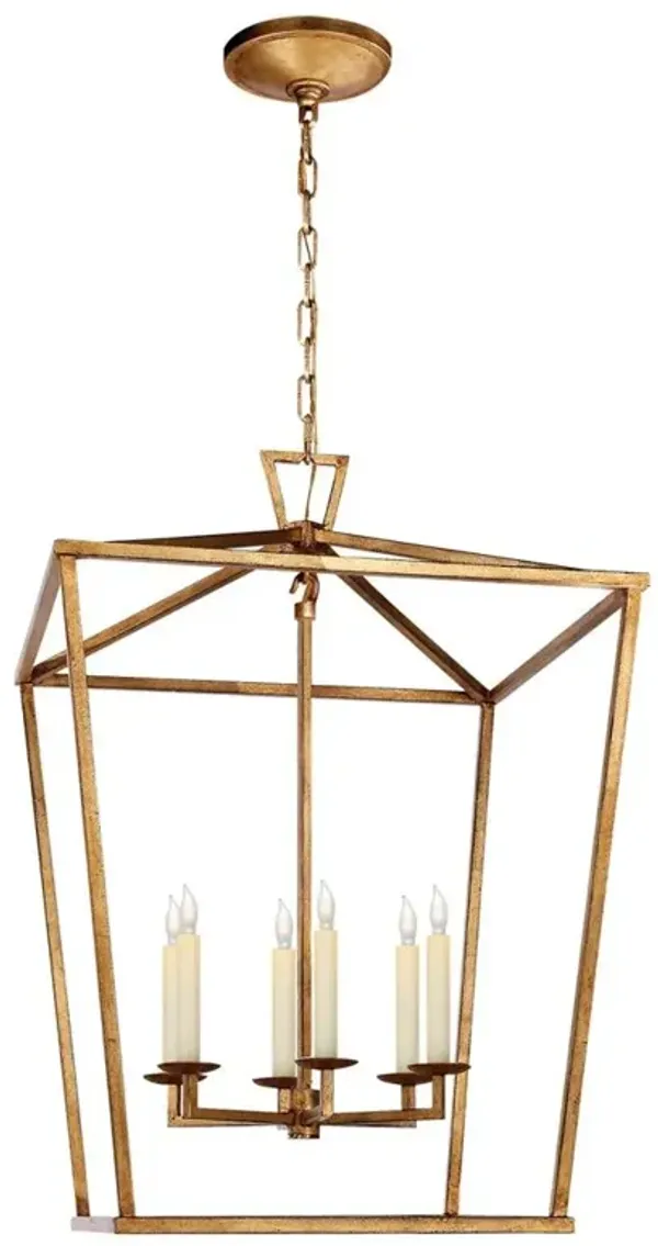 Visual Comfort Darlana Modern Classic Gilded Iron Lantern Pendant - Large