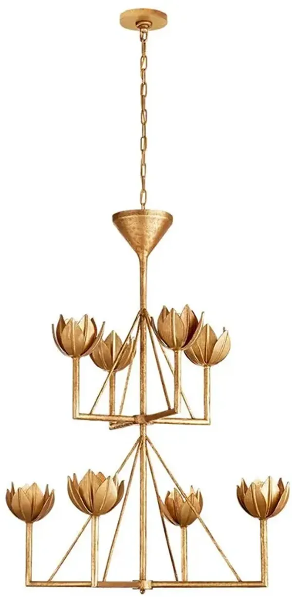 Visual Comfort Alberto Regency Antique Gold Leaf 2 Tier Chandelier - Medium