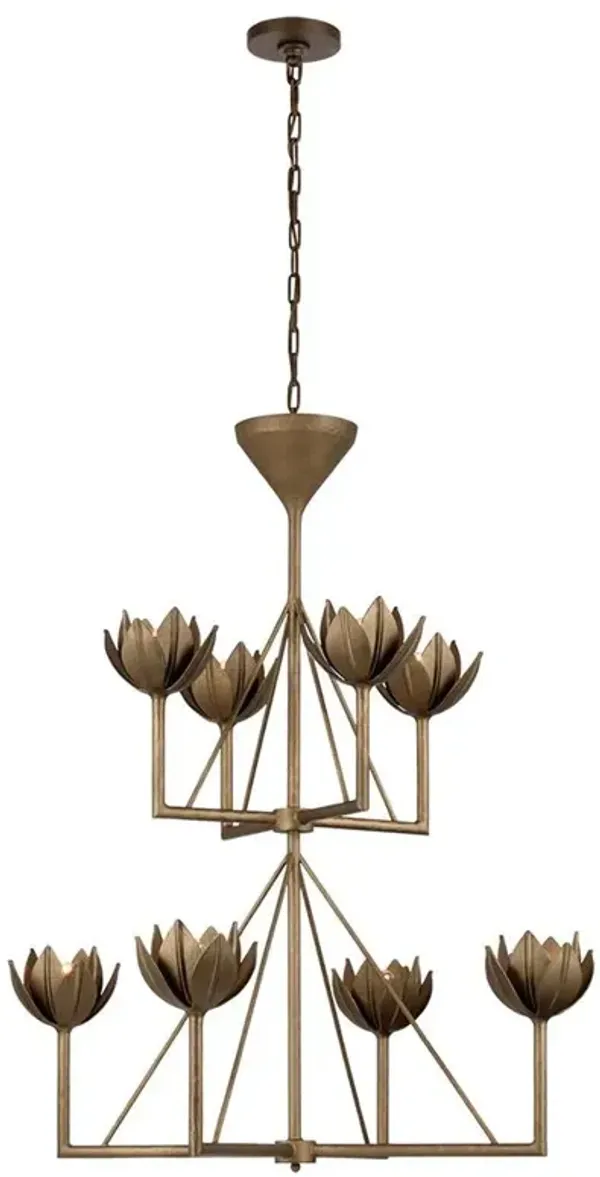 Visual Comfort Alberto Regency Antique Bronze Leaf 2 Tier Chandelier - Medium