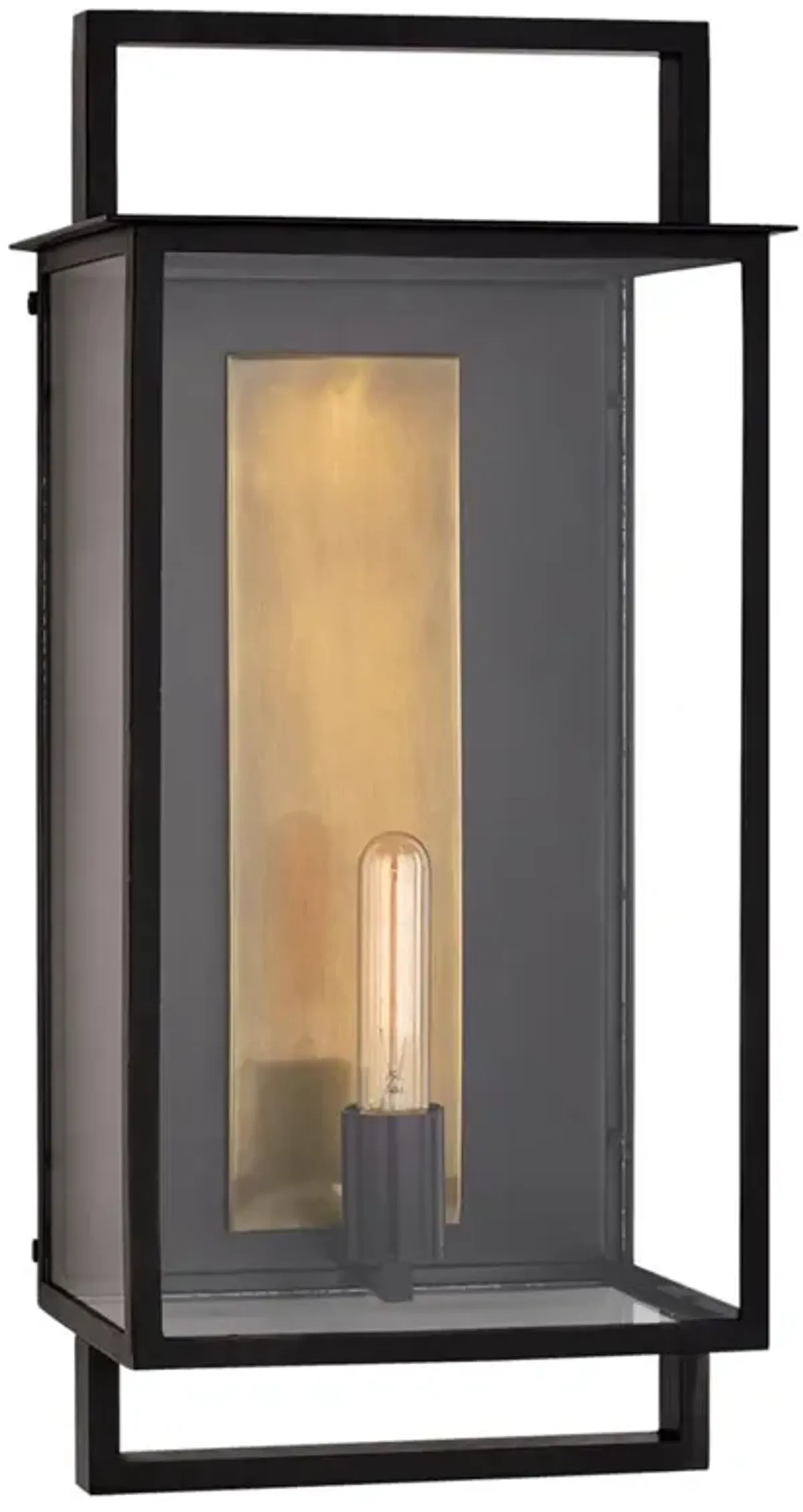 Visual Comfort Halle Modern Classic Aged Iron Framed Glass Wall Lantern - Large