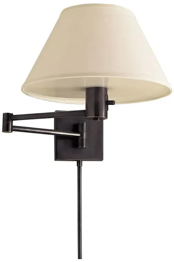 Visual Comfort Classic Modern Bronze Metal Linen Shade Swing Arm Sconce