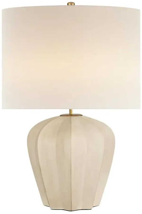 Visual Comfort Pierrepont Global Bazaar Stone White Ceramic Drum Table Lamp