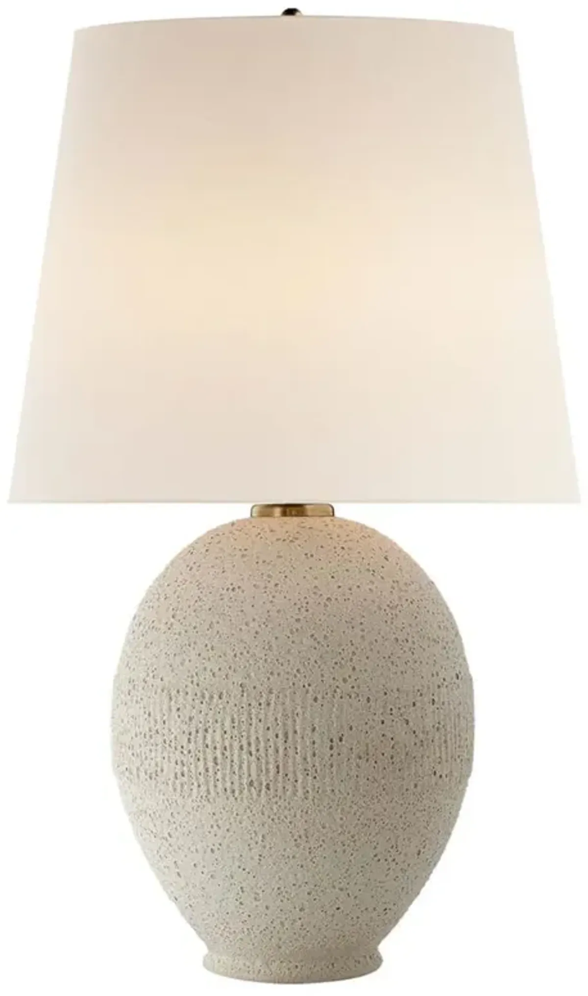 Visual Comfort Toulon Global Volcanic White Ceramic Linen Shade Table Lamp