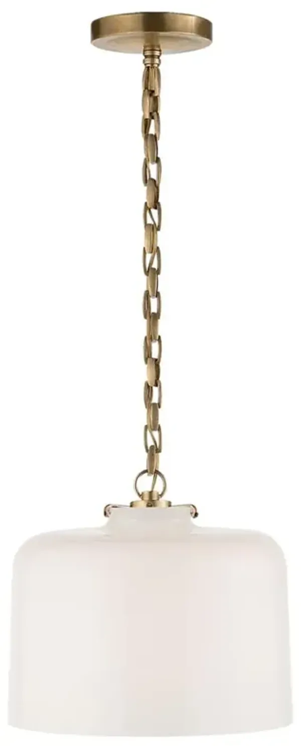 Visual Comfort Katie Modern Classic Antique Brass Metal White Glass Dome Pendant