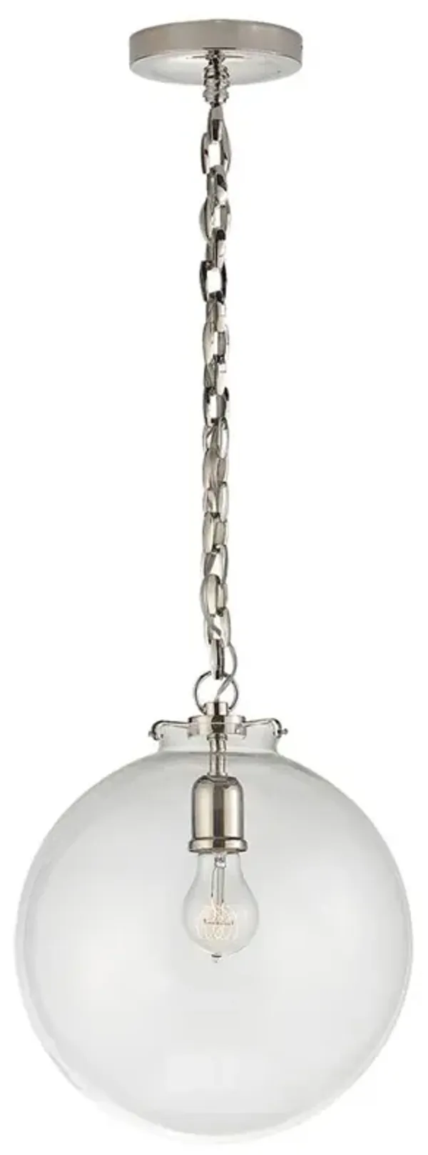 Visual Comfort Katie Modern Classic Polished Nickel Metal Glass Globe Pendant