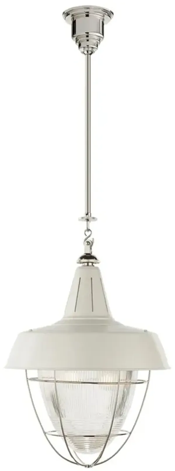 Visual Comfort Henry Polished Nickel White Shade Prismatic Glass Hanging Light