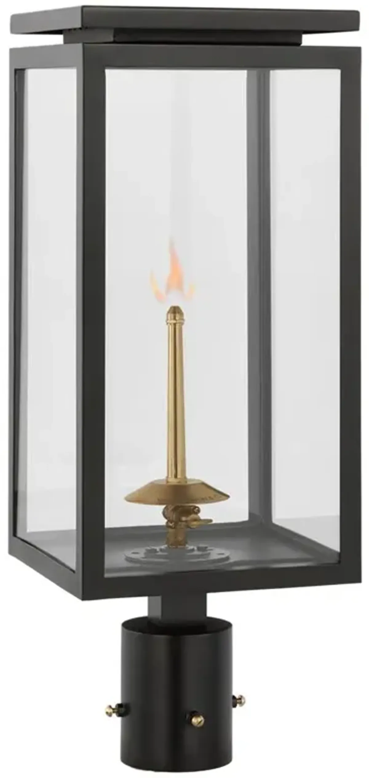 Visual Comfort Fresno Modern Matte Black Metal Glass Outdoor Gas Post Light