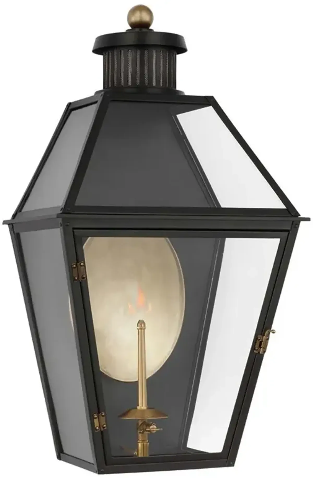 Visual Comfort Stratford Black Metal Glass Outdoor Gas Wall Lantern - Medium