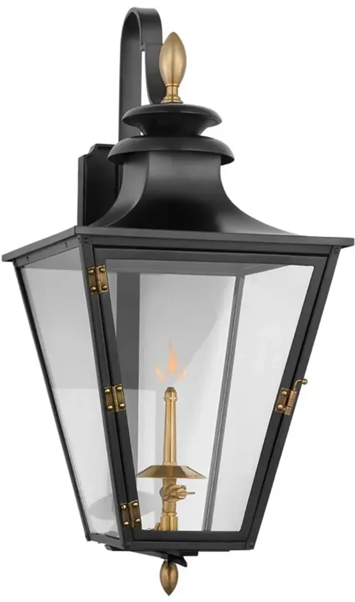 Visual Comfort Albermarle Black Brass Outdoor Gas Wall Lantern - Small