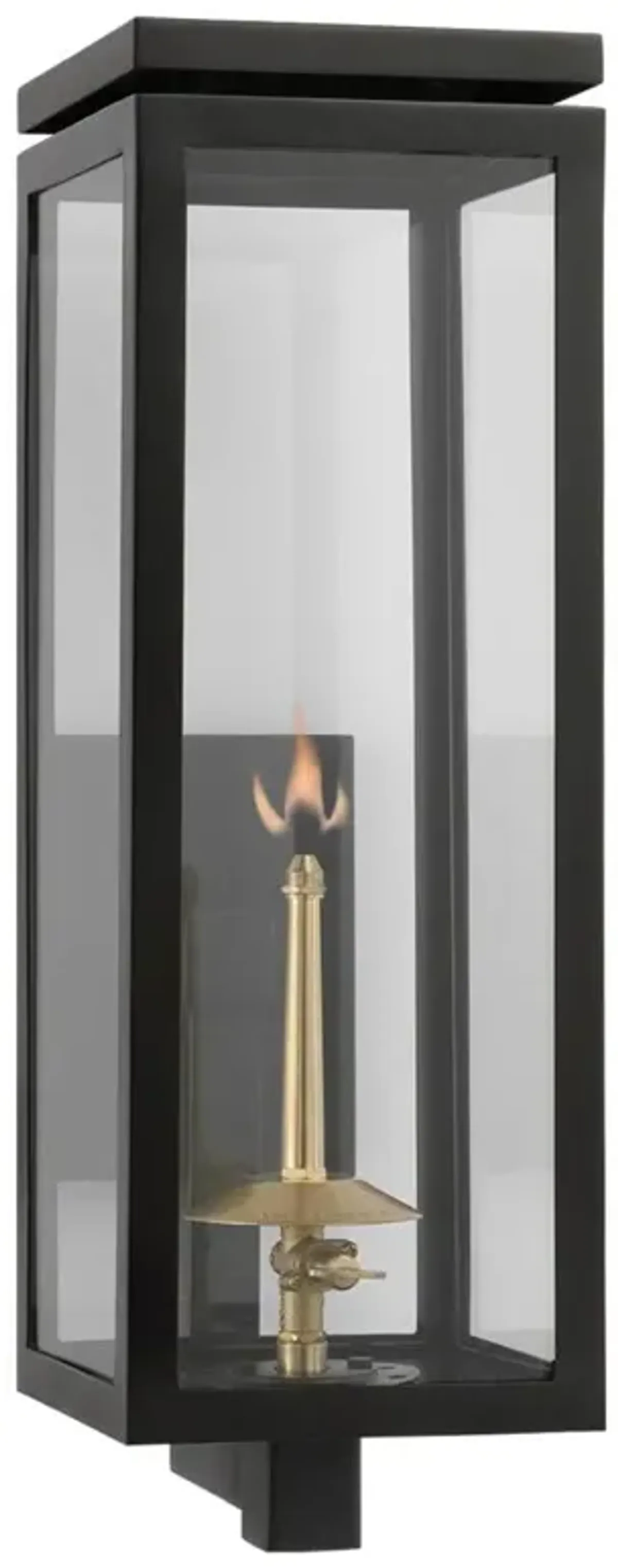 Visual Comfort Fresno Modern Matte Black Metal Outdoor Gas Wall Lantern - Medium