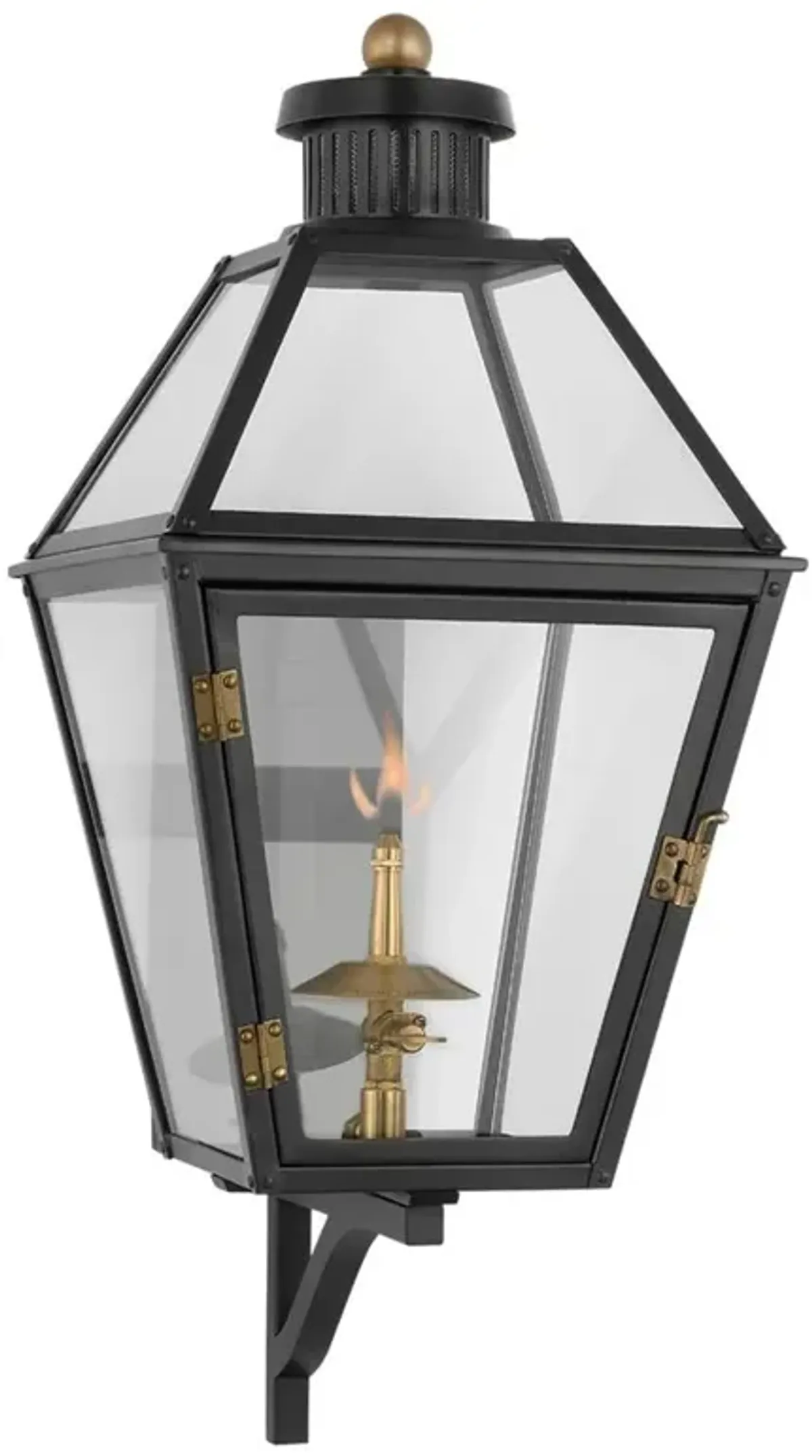 Visual Comfort Stratford Black Metal Glass Outdoor Bracket Wall Lantern - Small