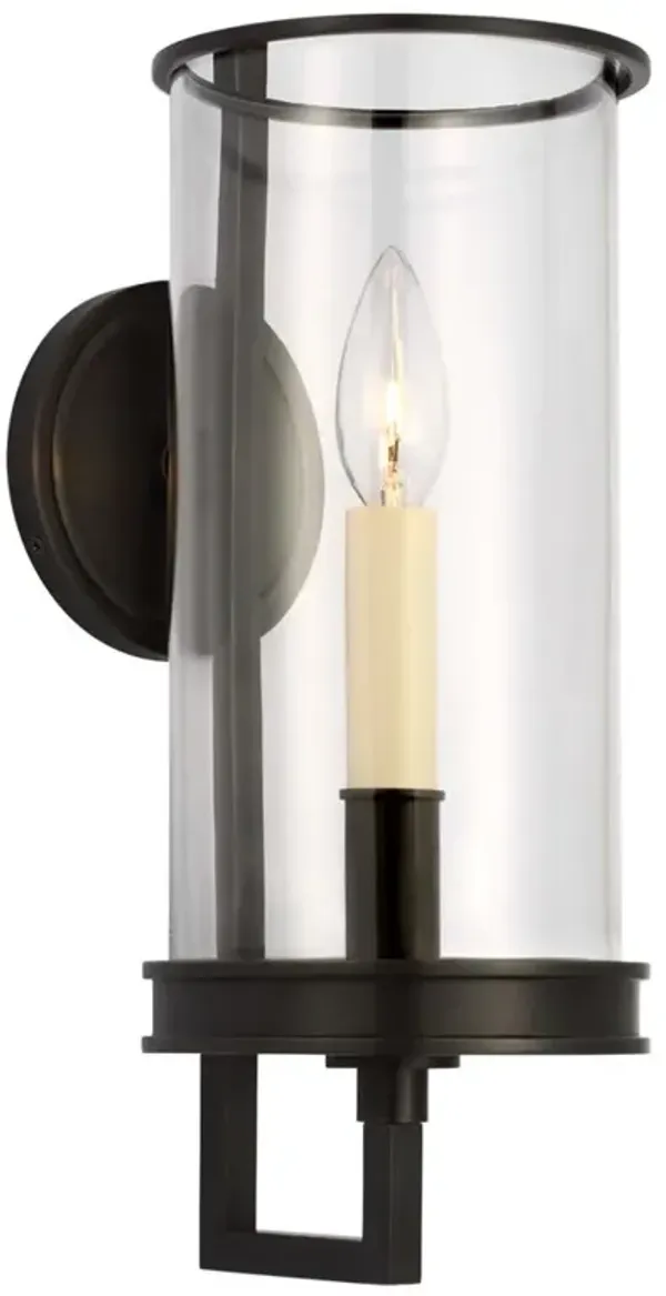 Visual Comfort Glendon Modern Bronze Hurricane Glass Wallchiere Sconce