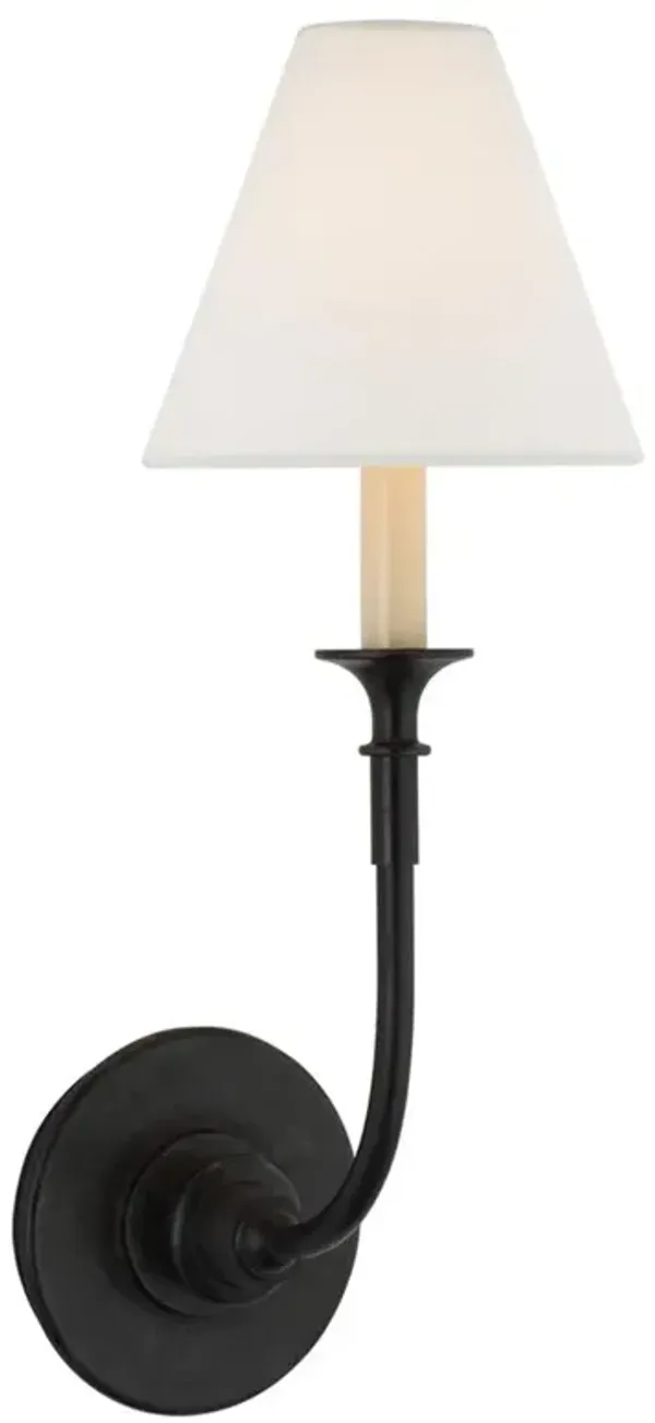 Visual Comfort Piaf Modern Classic Aged Iron Metal Single Wall Sconce