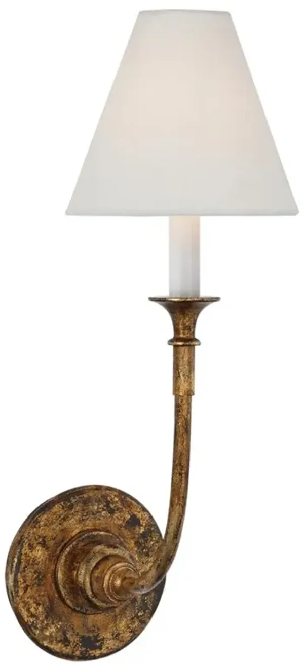 Visual Comfort Piaf Modern Classic Antique Gild Metal Single Wall Sconce