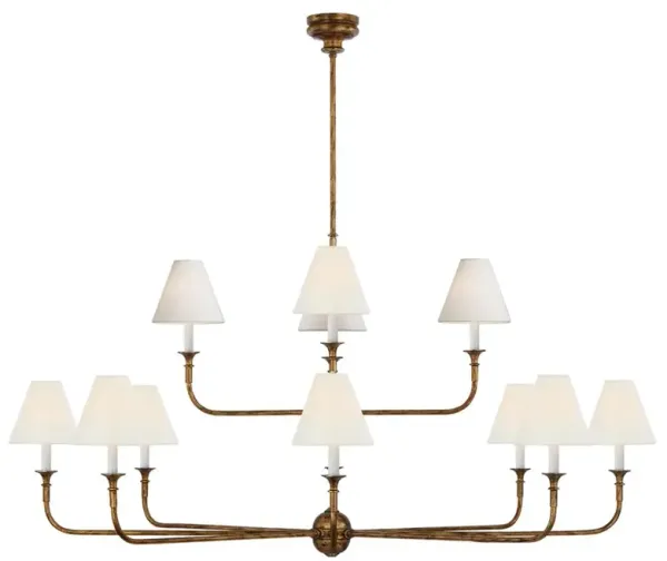 Visual Comfort Piaf Grande Modern Classic Antique Gild  Metal 2 Tier Chandelier