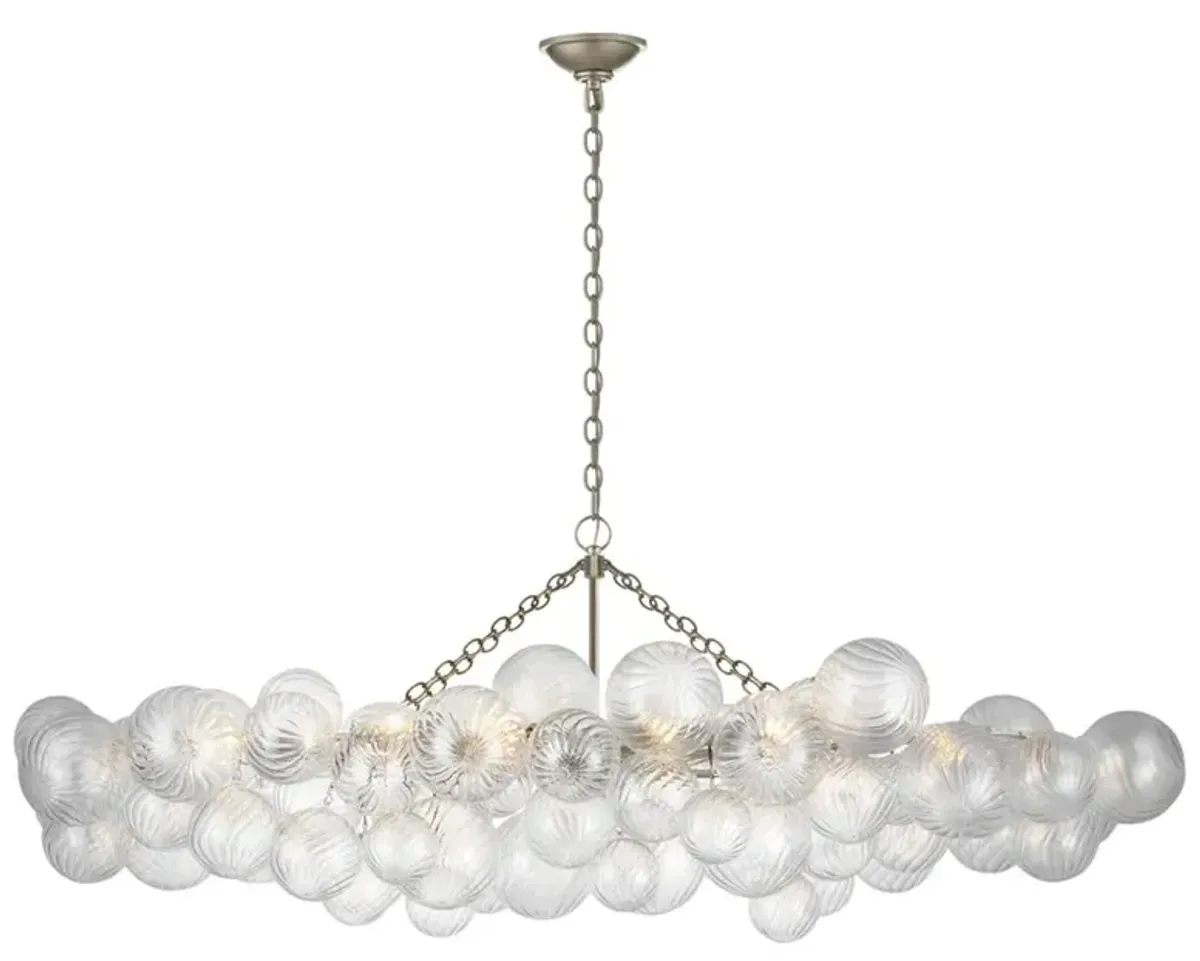 Visual Comfort Talia Burnished Silver Metal Glass Linear Chandelier - Large