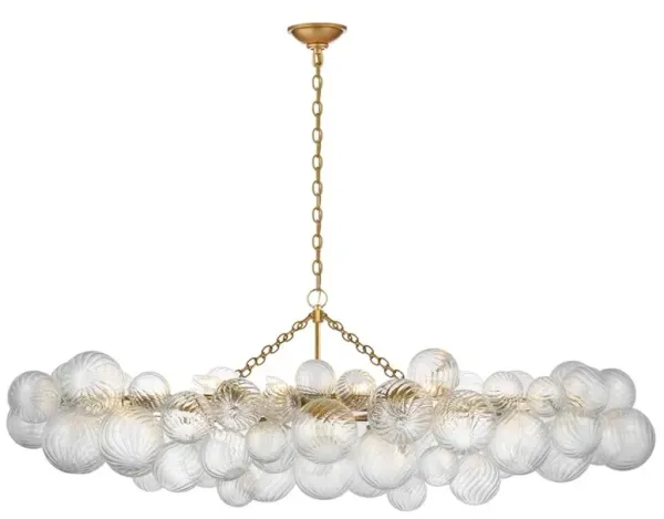 Visual Comfort Talia Gild Metal Swirled Glass Linear Chandelier - Large