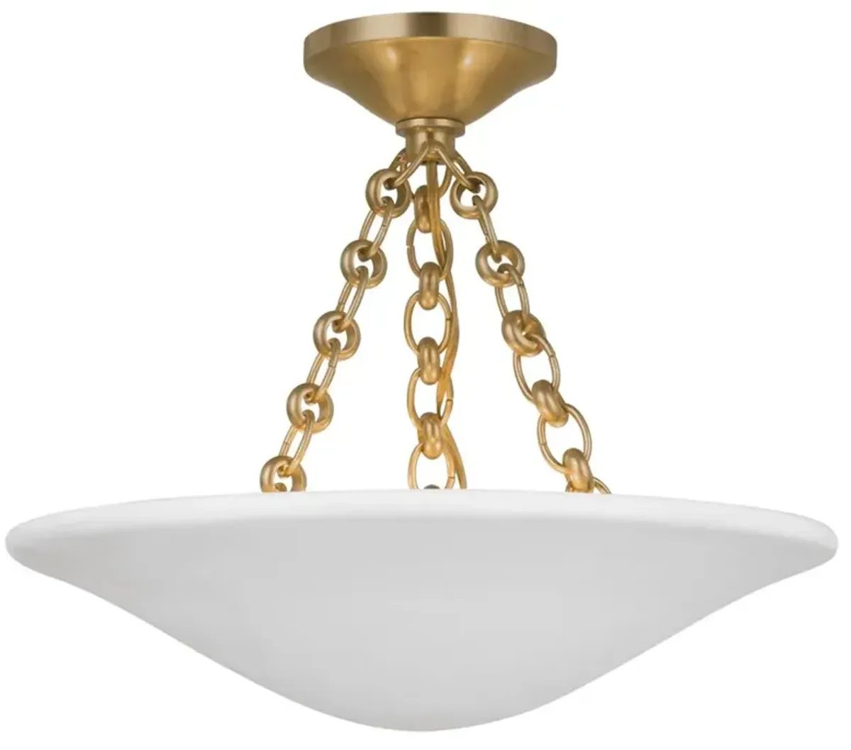 Visual Comfort Mollino Mid Century Antique Brass Plaster White Semi Flush Mount