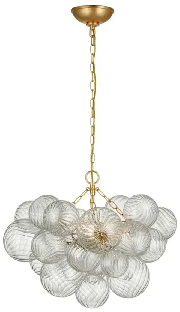 Visual Comfort Talia Modern Classic Gild Metal Swirled Glass Chandelier - Small