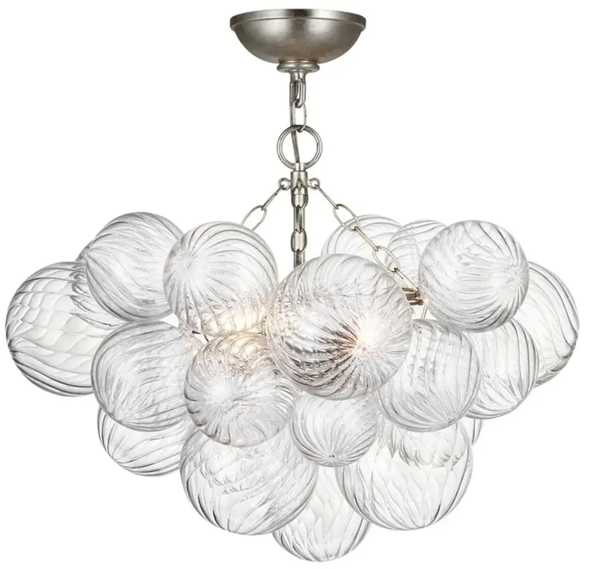 Visual Comfort Talia Burnished Silver Metal Glass Semi Flush Mount - Small