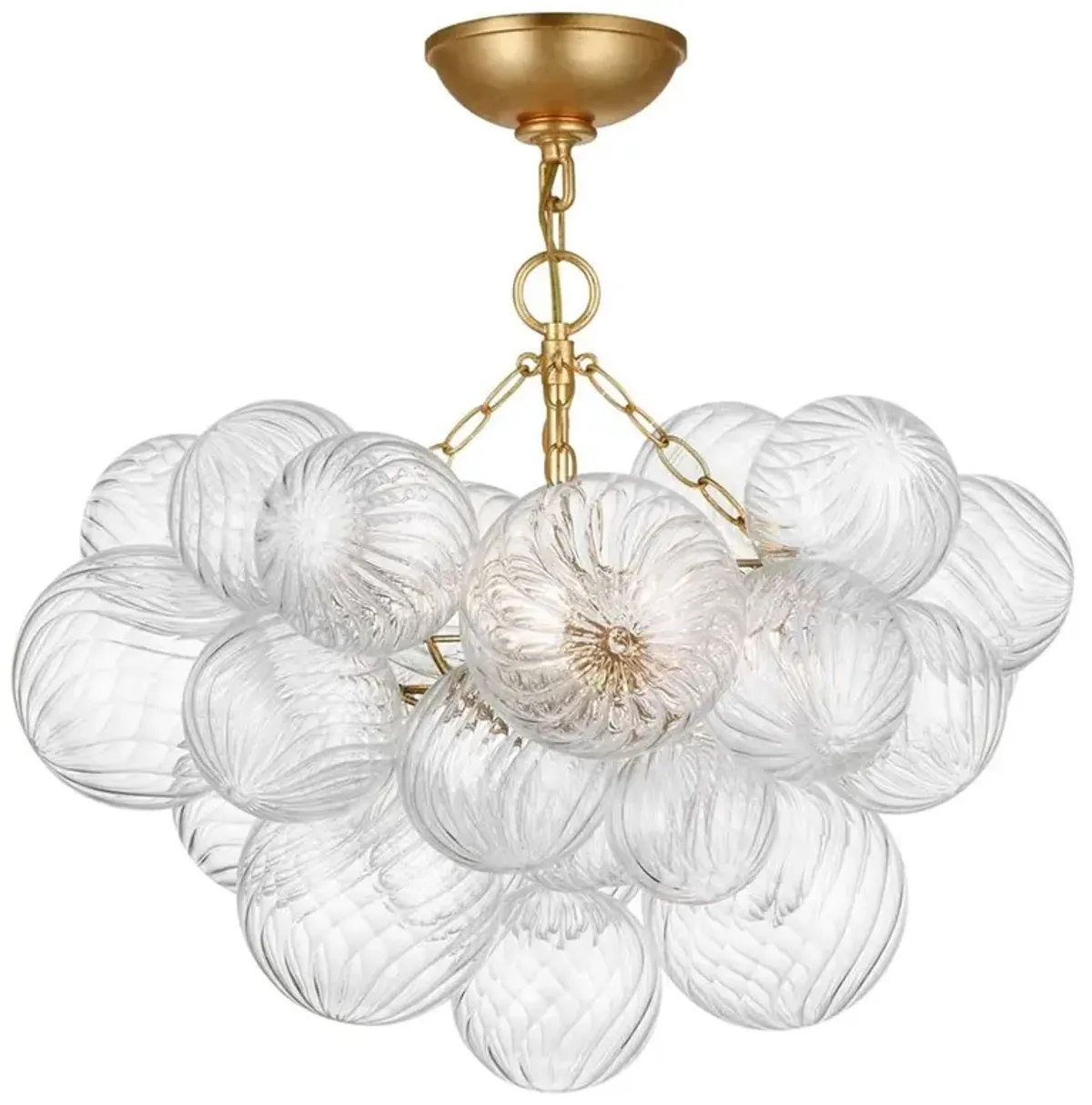 Visual Comfort Talia Modern Gild Metal Swirled Glass Semi Flush Mount - Small