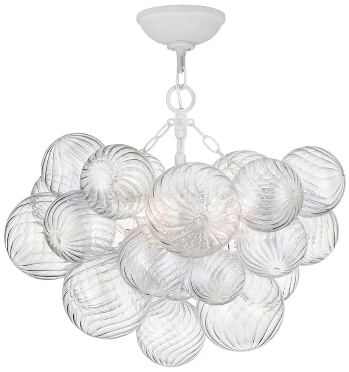 Visual Comfort Talia Plaster White Metal Swirled Glass Semi Flush Mount - Small