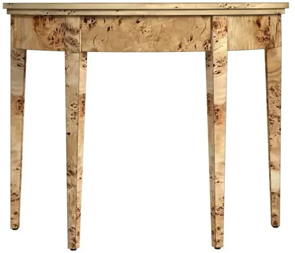 Hugo French Country Light Brown Burl Wood Veneer Console Table