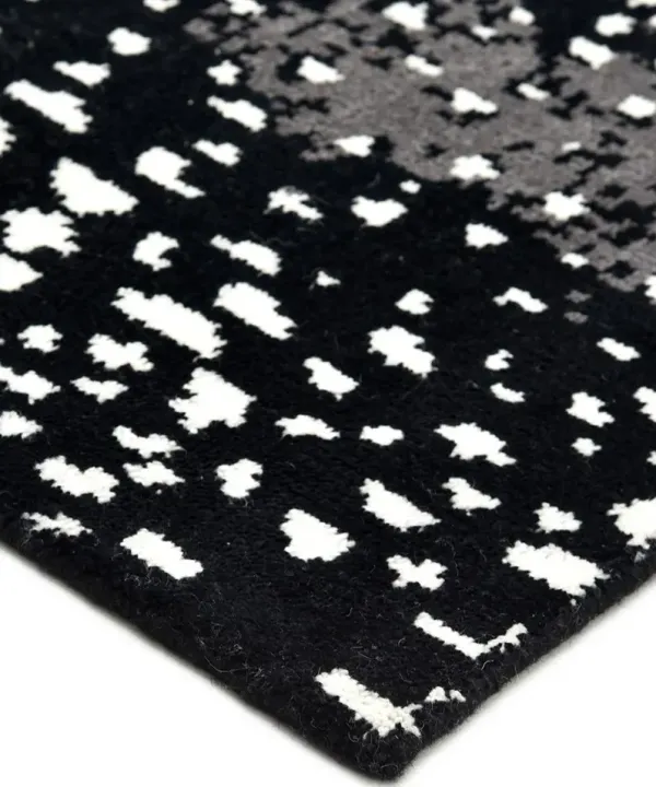 Lewis Modern Black Wool Animal Patterned Hand Knotted Rug - 8'x10'