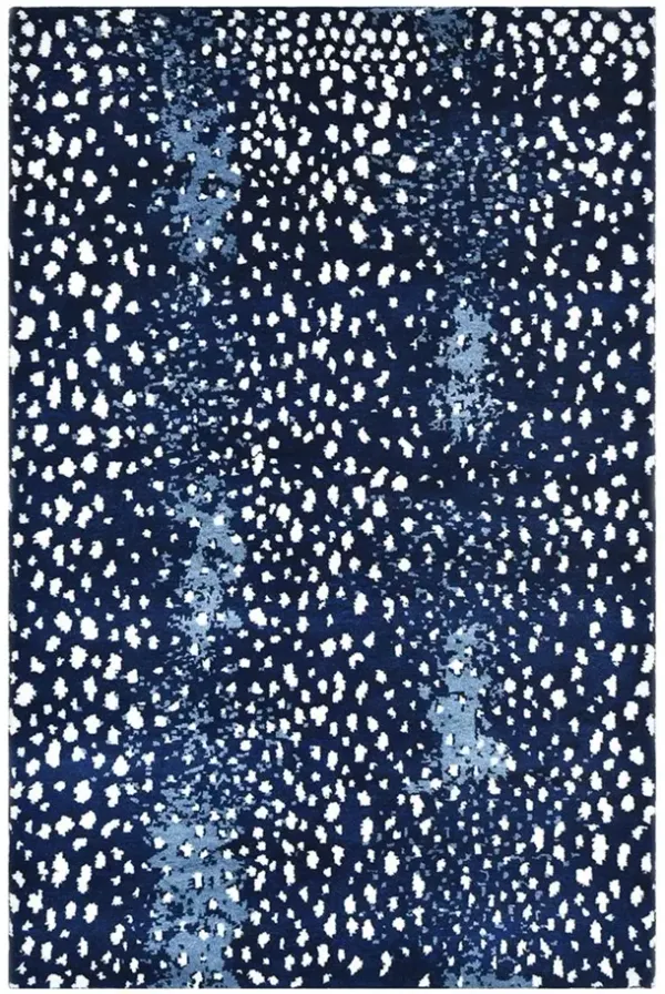 Lewis Modern Navy Wool Animal Patterned Hand Knotted Rug - 9'x12'
