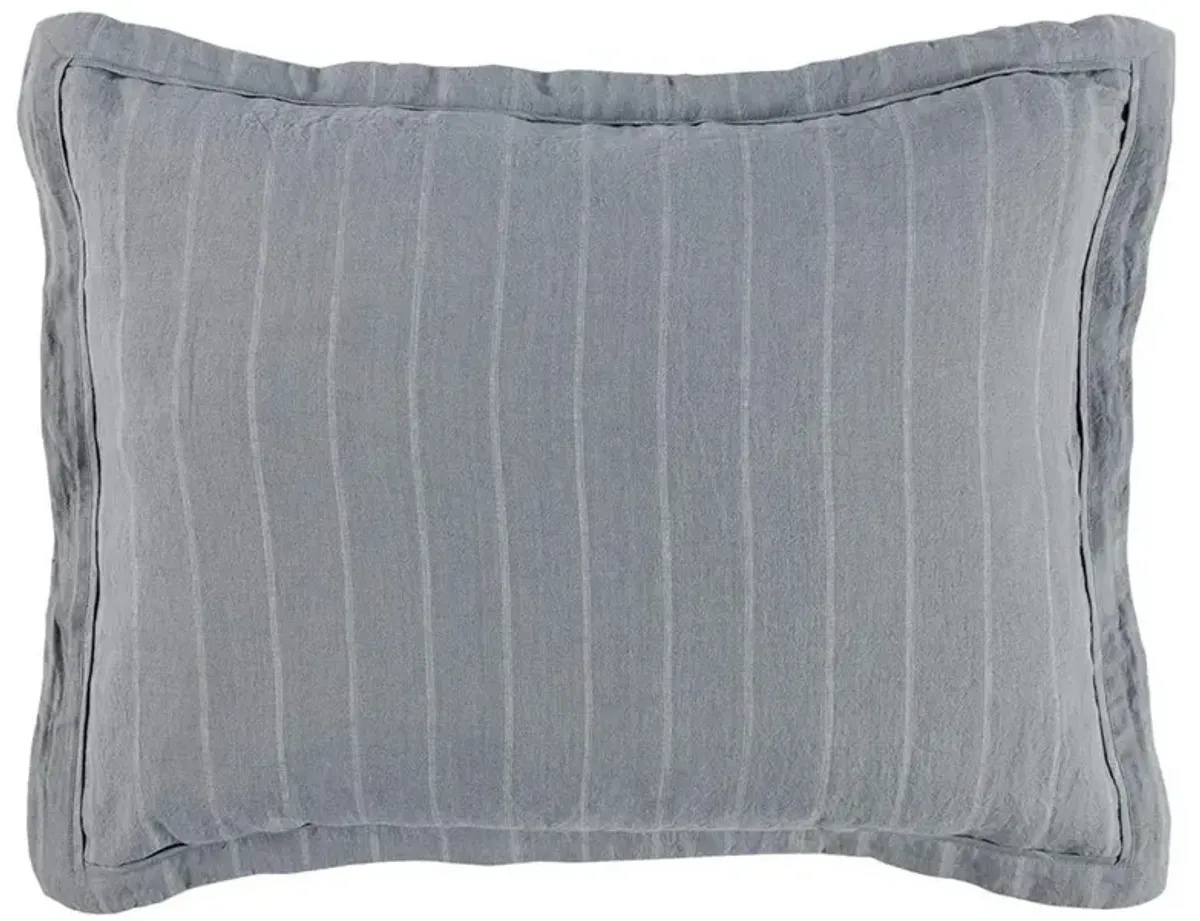 Mavis Modern Classic Blue Striped Linen Sham - King